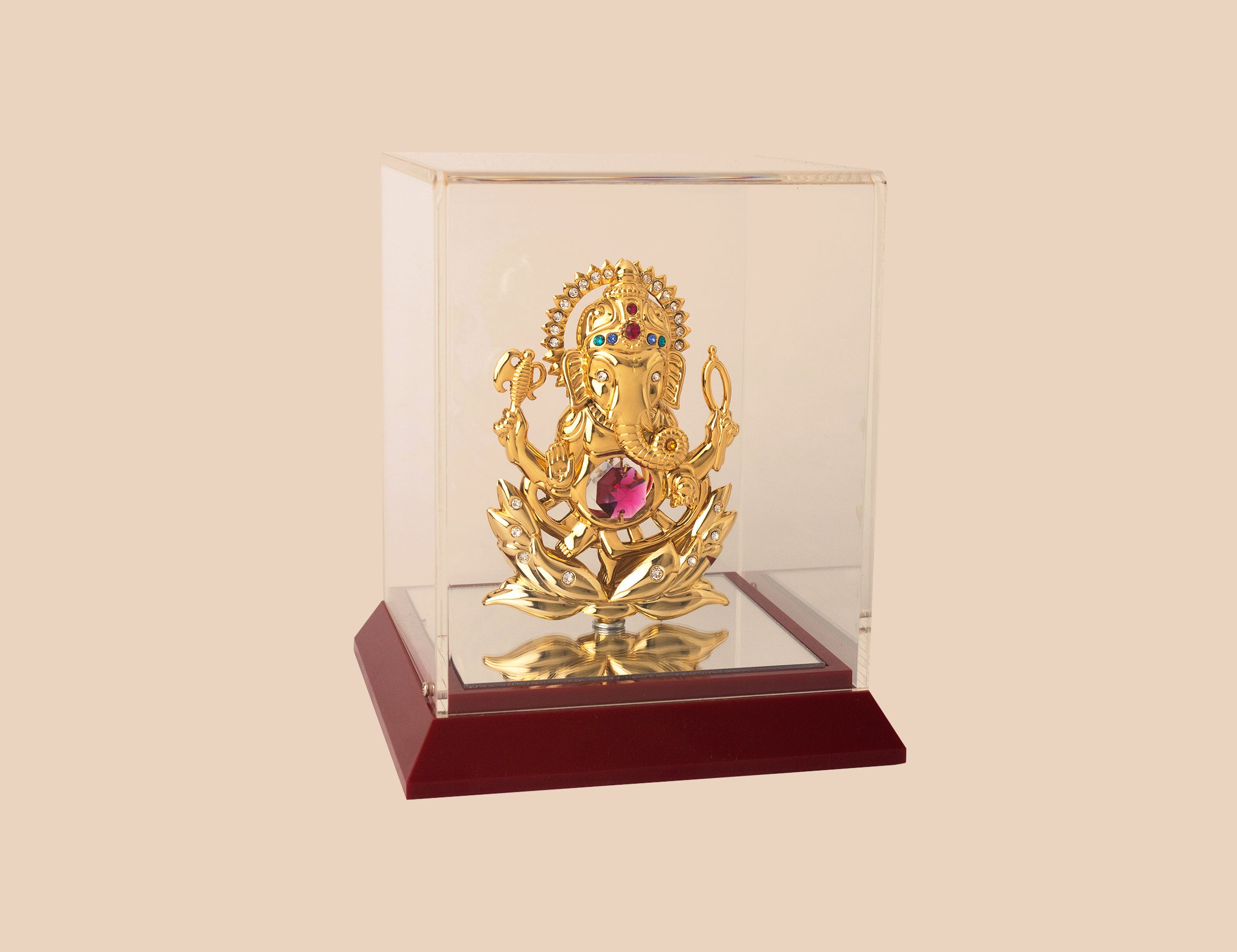 GANESHA IN CABINET WITH RED BASE