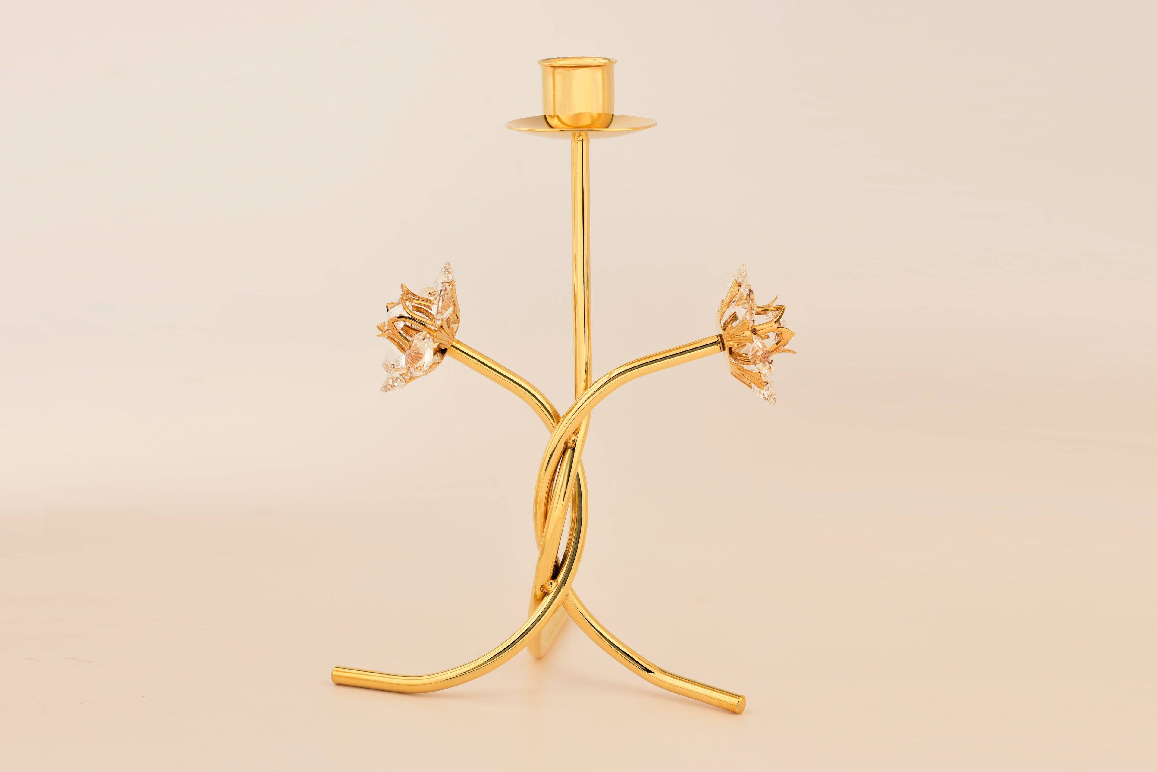 CANDLE HOLDER WITH DOUBLE FLOWER