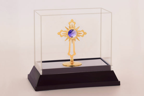 CROSS WITH COLOR CRYSTAL IN CABINET