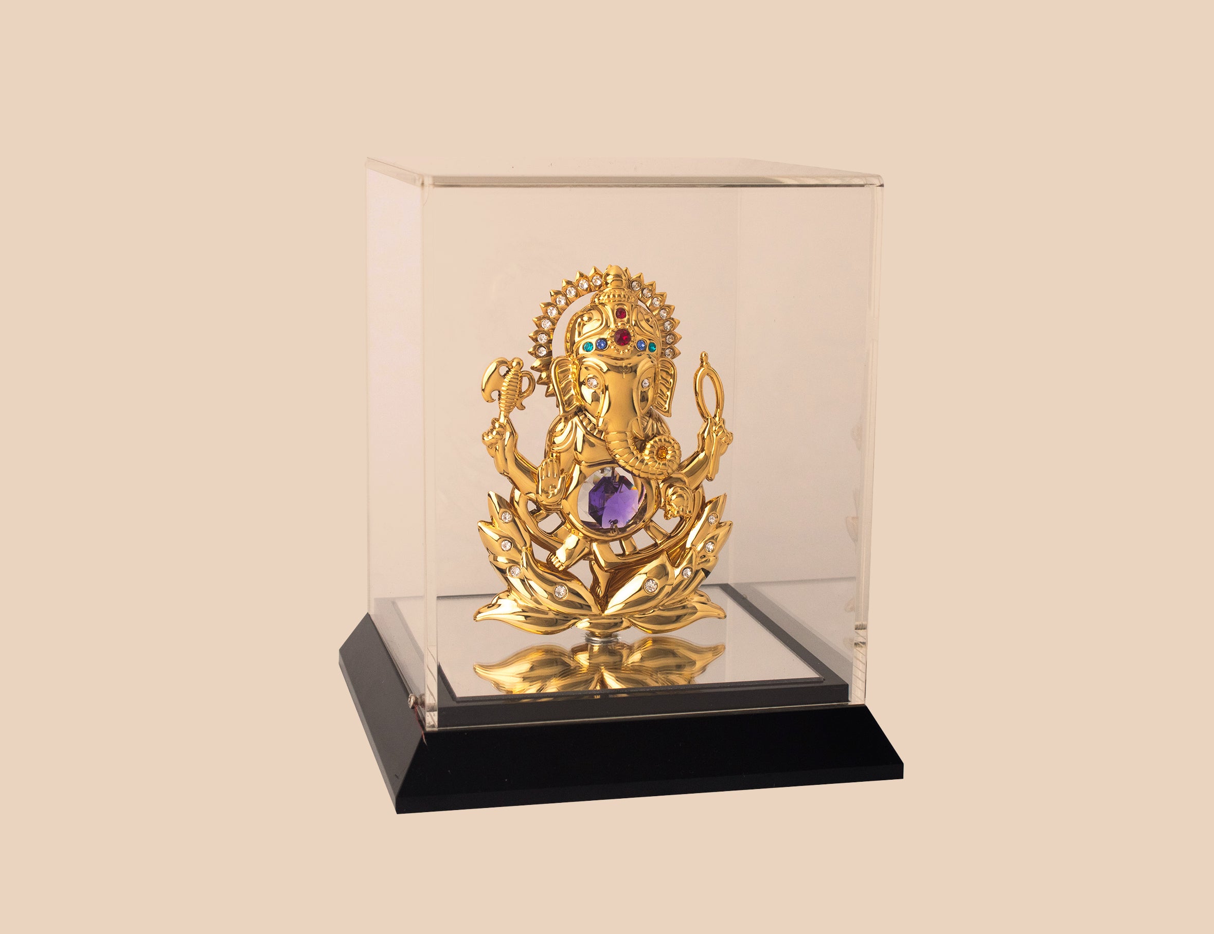 GANESHA IN CABINET WITH BLACK BASE