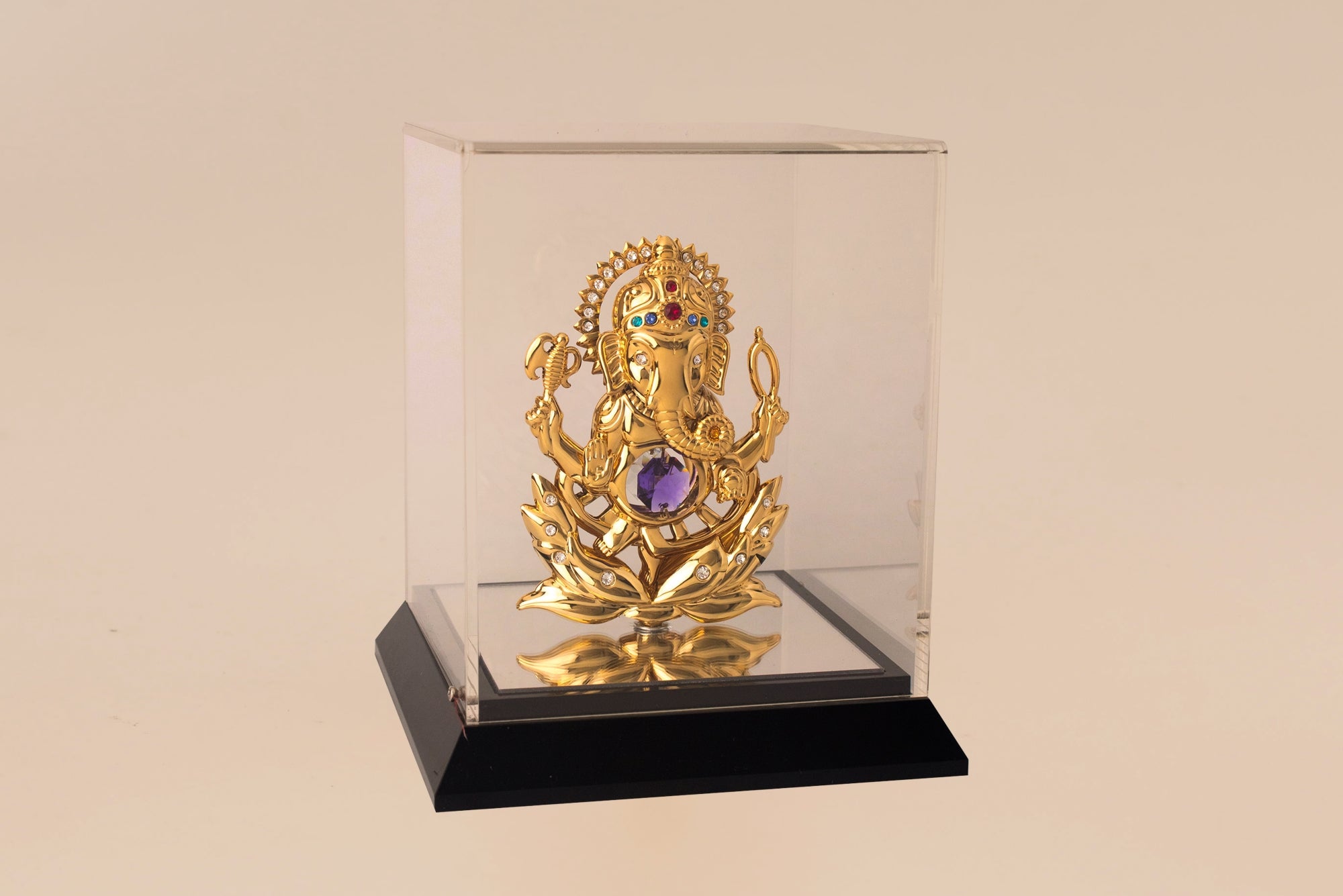 GANESHA IN CABINET WITH BLACK BASE