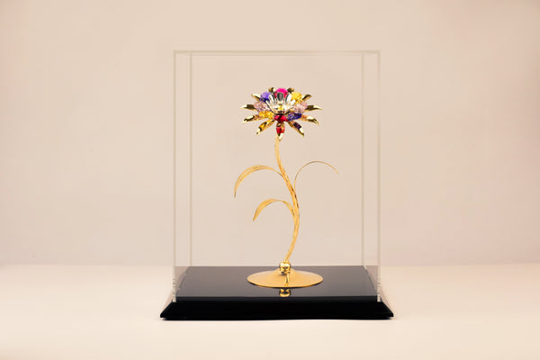 SUNFLOWER (SINGLE)  COLOUR CRYSTAL IN CABINET