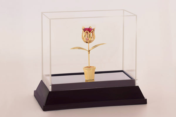 TULIP WITH VASE  IN CABINET