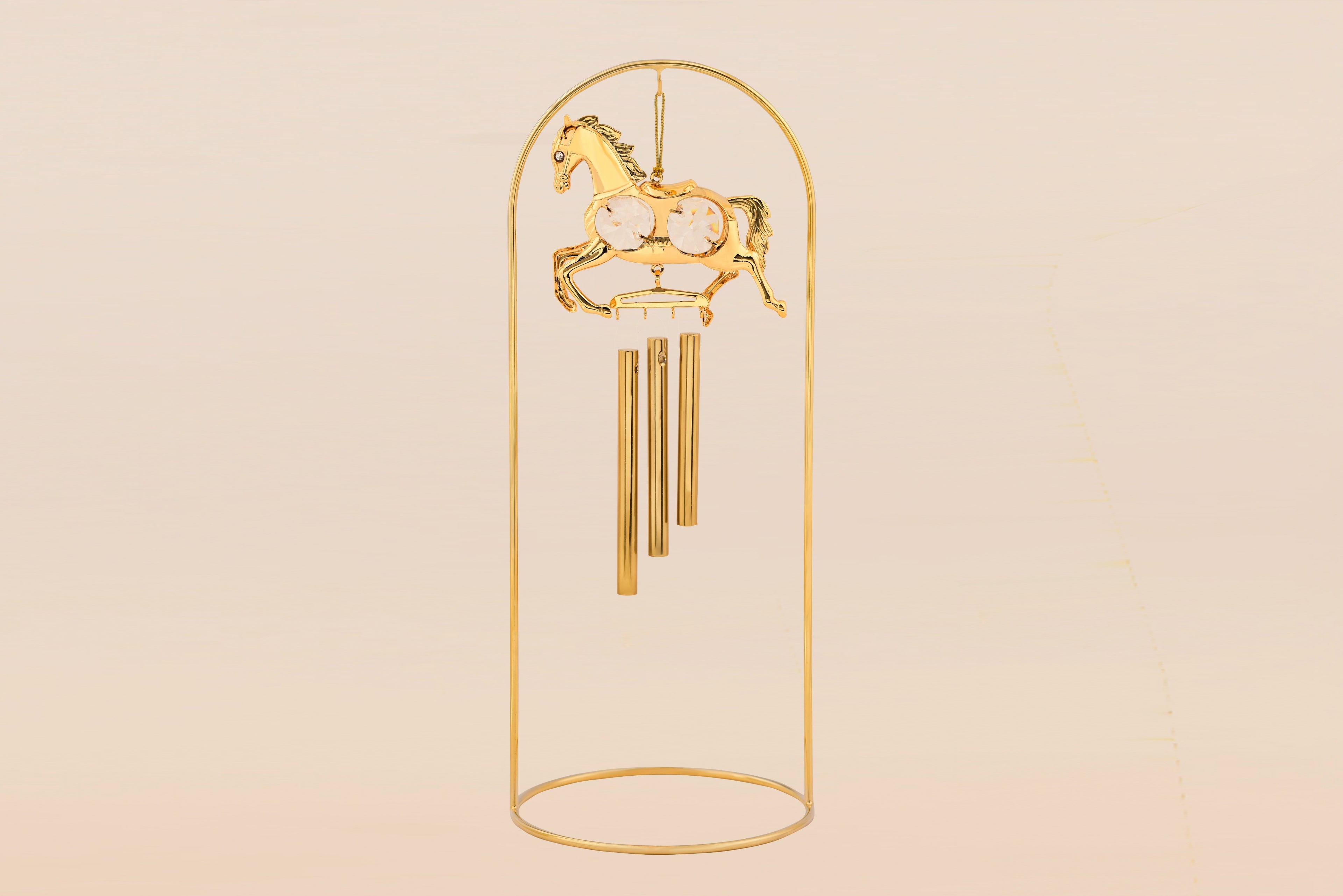 WIND CHIME CAROUSAL HORSE  WITH DOUBLE ARM STAND