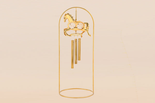 WIND CHIME CAROUSAL HORSE  WITH DOUBLE ARM STAND