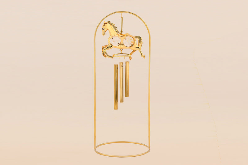 WIND CHIME CAROUSAL HORSE  WITH DOUBLE ARM STAND