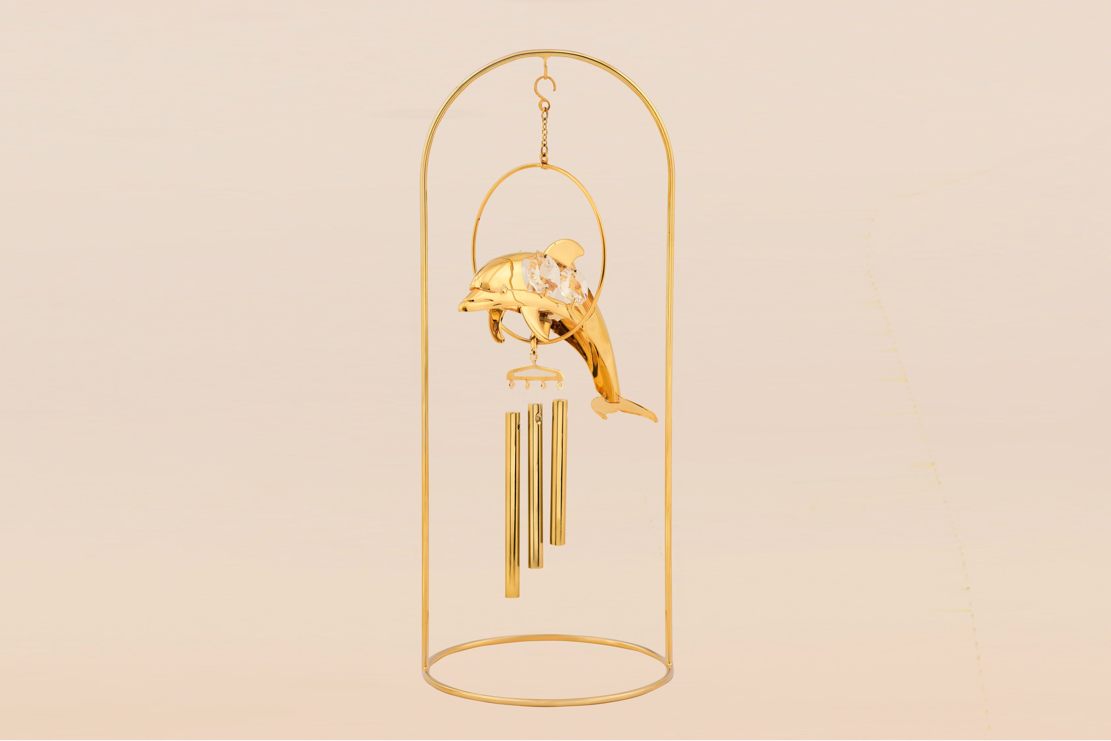 WIND CHIME DOLPHIN WITH DOUBLE ARM STAND