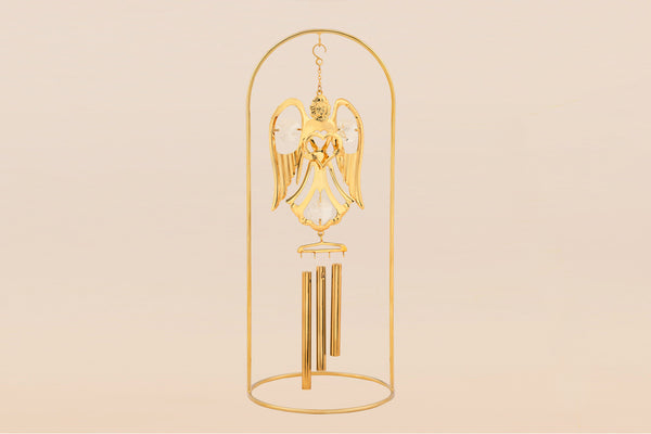 WIND CHIME ANGEL WITH HEART  WITH DOUBLE ARM STAND